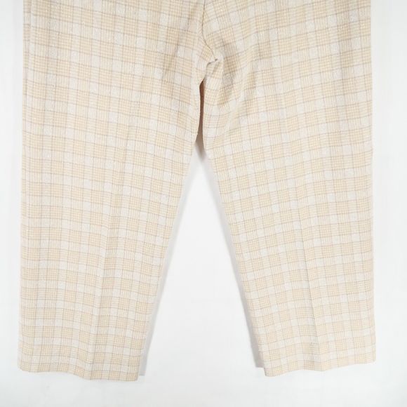 Vintage Usia Women's Tweed Dress Pants Cream Tan Elastic Waist Polyester Size 16 - Picture 7 of 11
